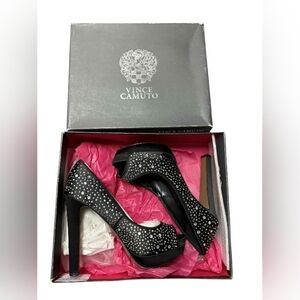 Vince Camuto Sky High Platform Bedazzled Heels Size 7/37 NIB